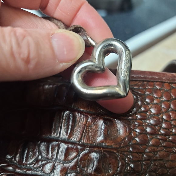 Vintage Brighton Brown Double Handle Shoulder Bag With Heart Charm 90's - Picture 13 of 14